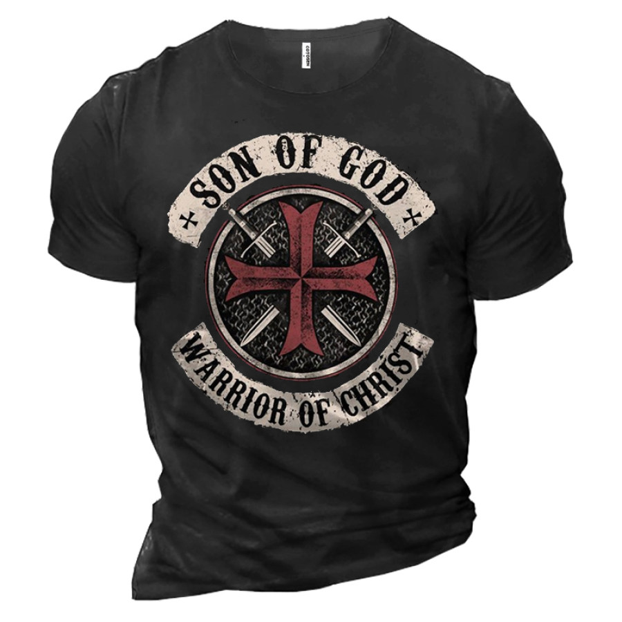

Son Of God Warrior Of Christ Men's Faith Cotton Print T-Shirt