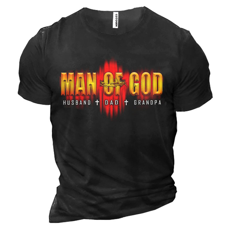 Man Of God Men's Chic Short Sleeve Cotton T-shirt