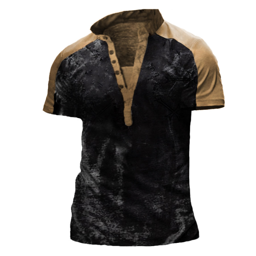 

Men's Outdoor Tactical Patchwork Henley Shirt