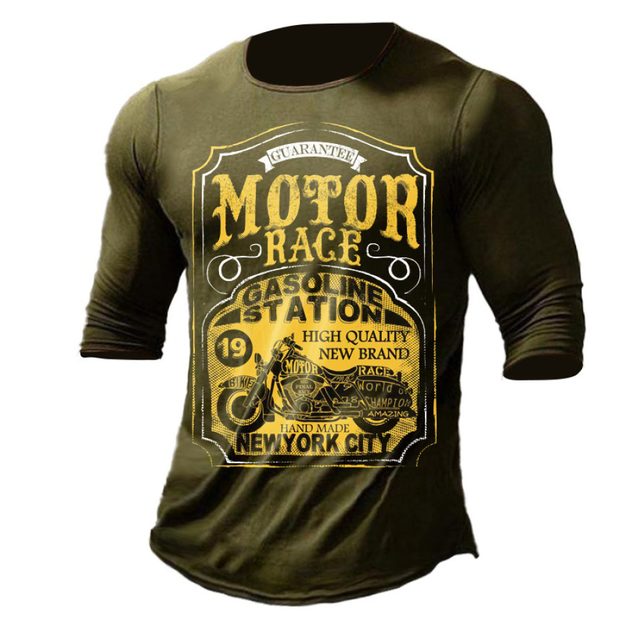 

Motor Race Gasoline Station Men's Motorcycle Oil Print T-Shirt