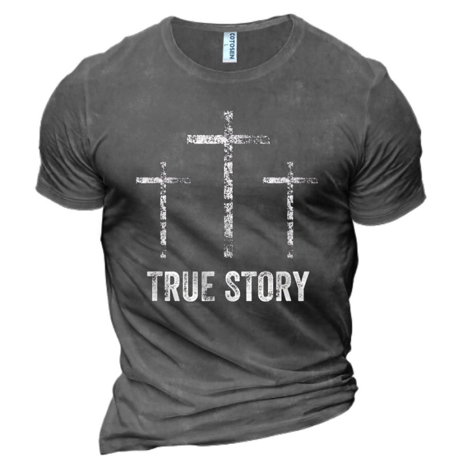 

Men's Outdoor True Story Jesus Cross Cotton T-Shirt