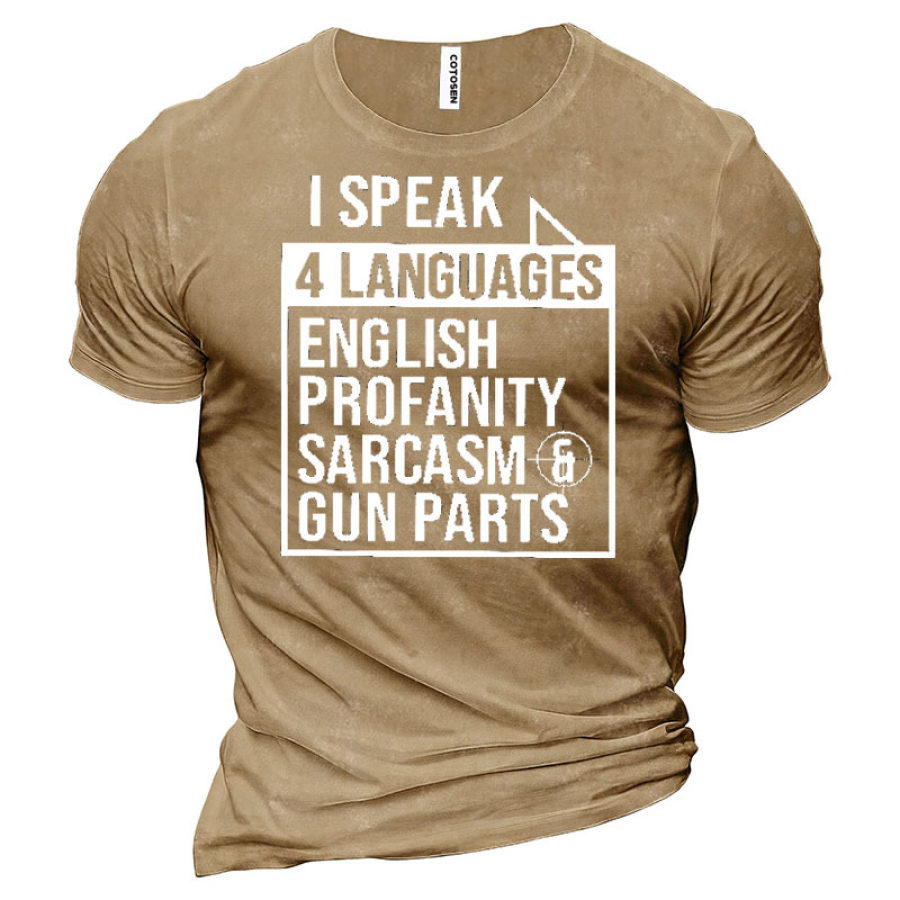 

I Speak 4 Languages Men's Short Sleeve Cotton T-Shirt