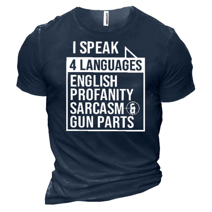 I Speak 4 Languages Men's Short Sleeve Cotton T-Shirt