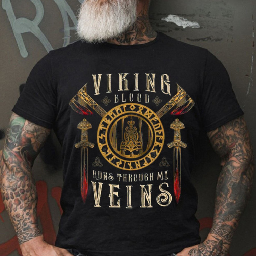 

Men's Viking Warrior Print T-Shirt