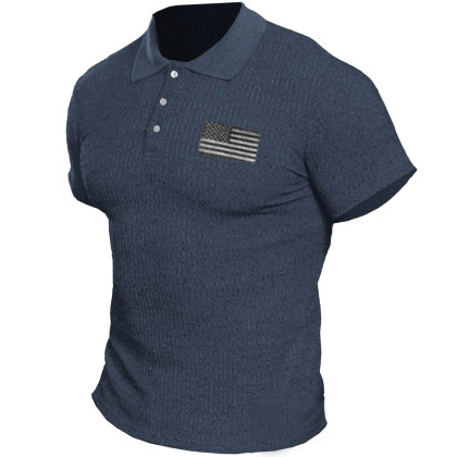 Men's Solid Knit Outdoor Tactical Polo T-Shirt