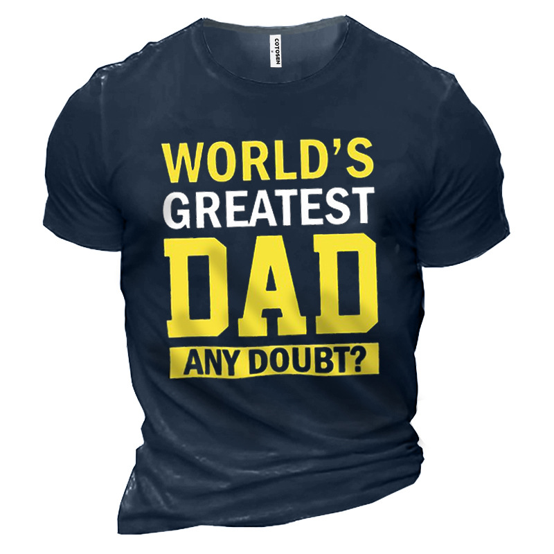 World's Greatest's Dad Print Chic Men's Outdoor Cotton T-shirt