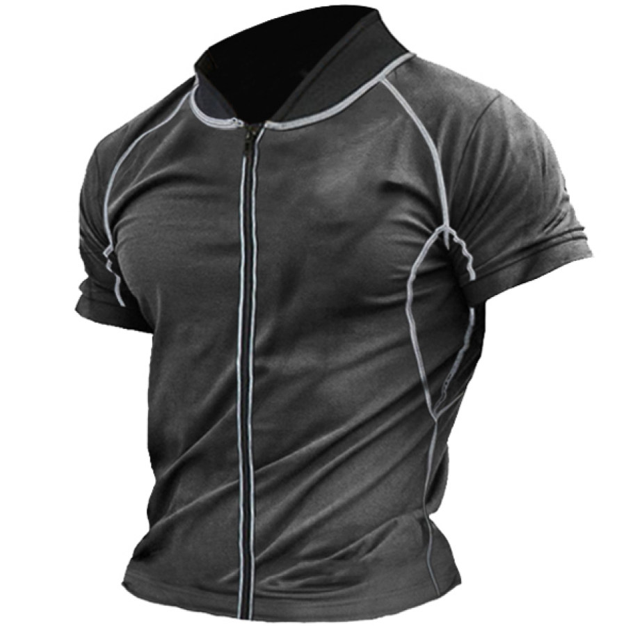 

Men's Outdoor Motorcycle Riding Zip Sports Short Sleeve T-Shirt