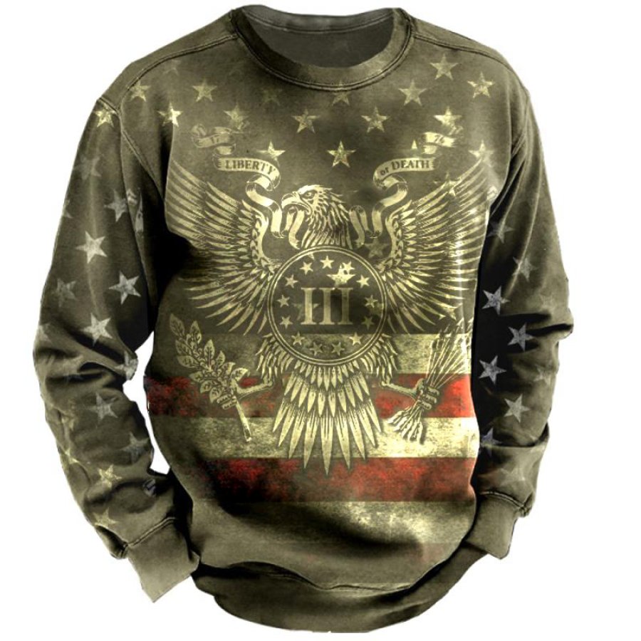 

Men's Flag Eagle Totem Print Sweatshirt