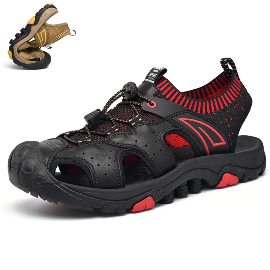 

Men's Genuine Leather Mesh Breathable Soft Sole Outdoor Sandals