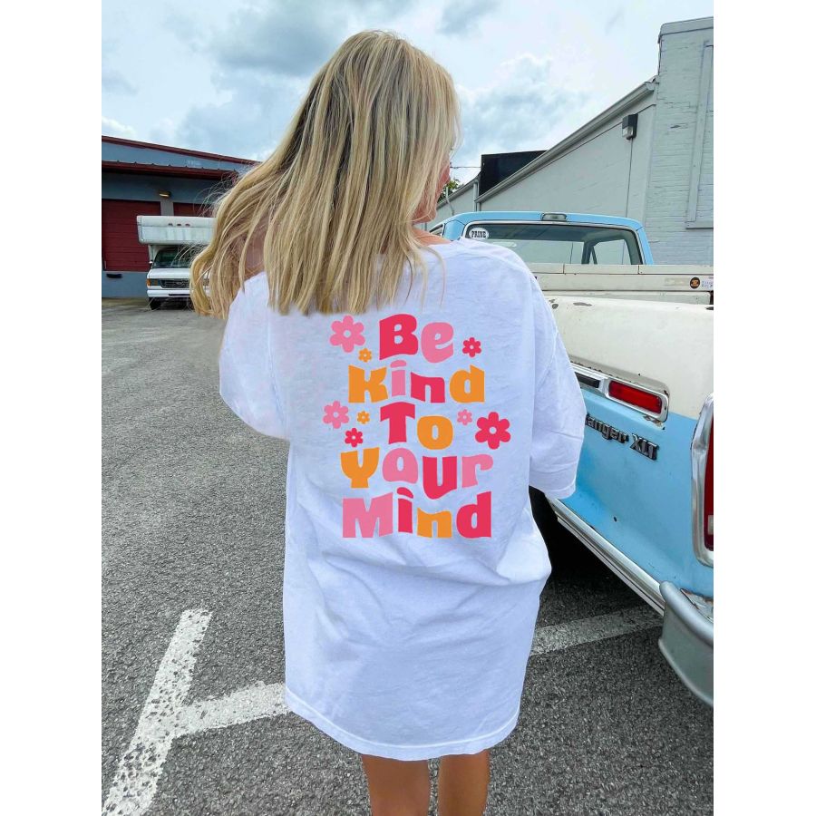 

Women's Be Kind To Your Mind Floral Cotton Oversized T-Shirt