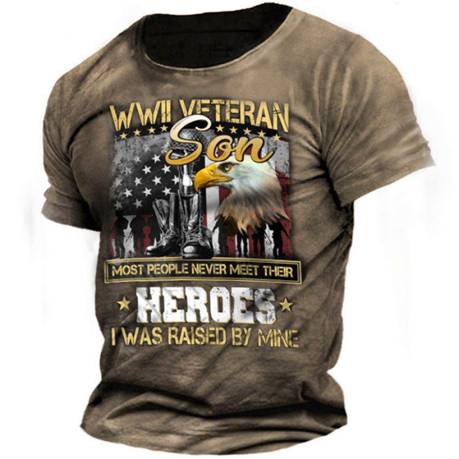 

Мужская хлопковая футболка Veteran Wwll Veteran Son Большинство людей никогда не встречают своих героев