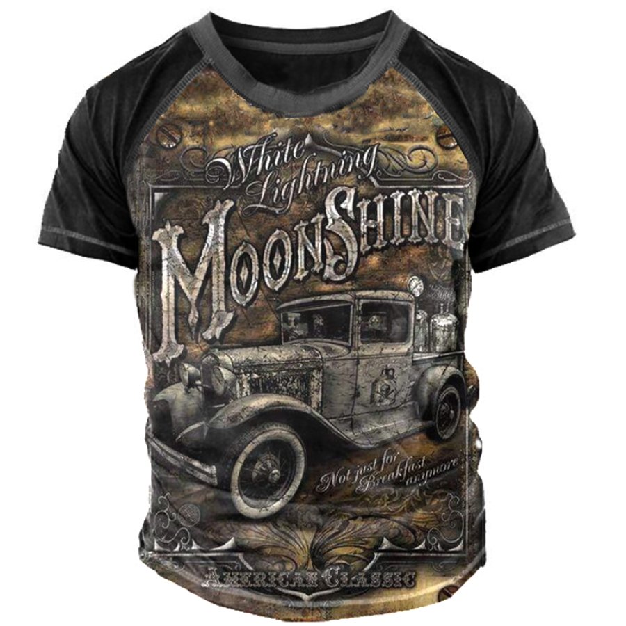 

Moon Shine Men's Vintage Classic Car Print T-Shirt