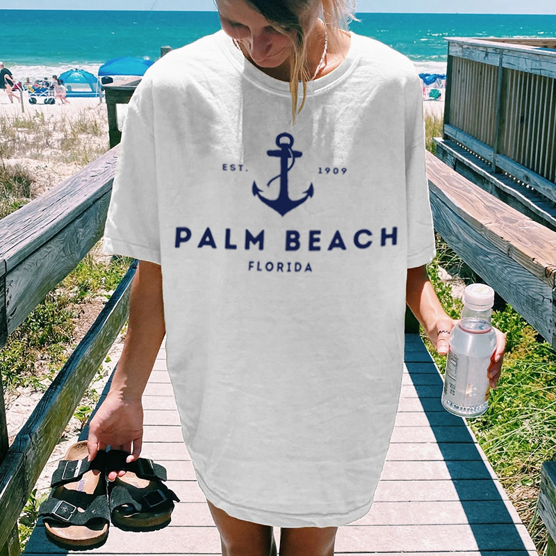 Palm Beach Anchor Women's Chic Cotton Oversized T-shirt