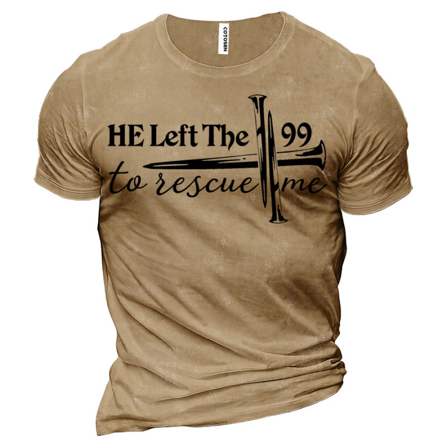 

He Left The 99 To Rescue Me Men's Cotton Short Sleeve T-Shirt