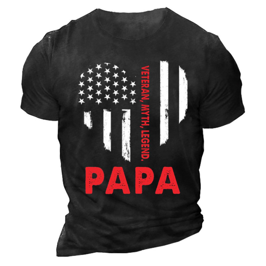 

Myth Legend PaPa Heart USA Flag Men's Cotton Tee