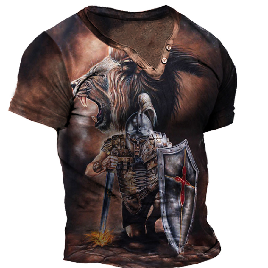

Valiant Templar Men's Vintage Henley Collar Tactical T-Shirt