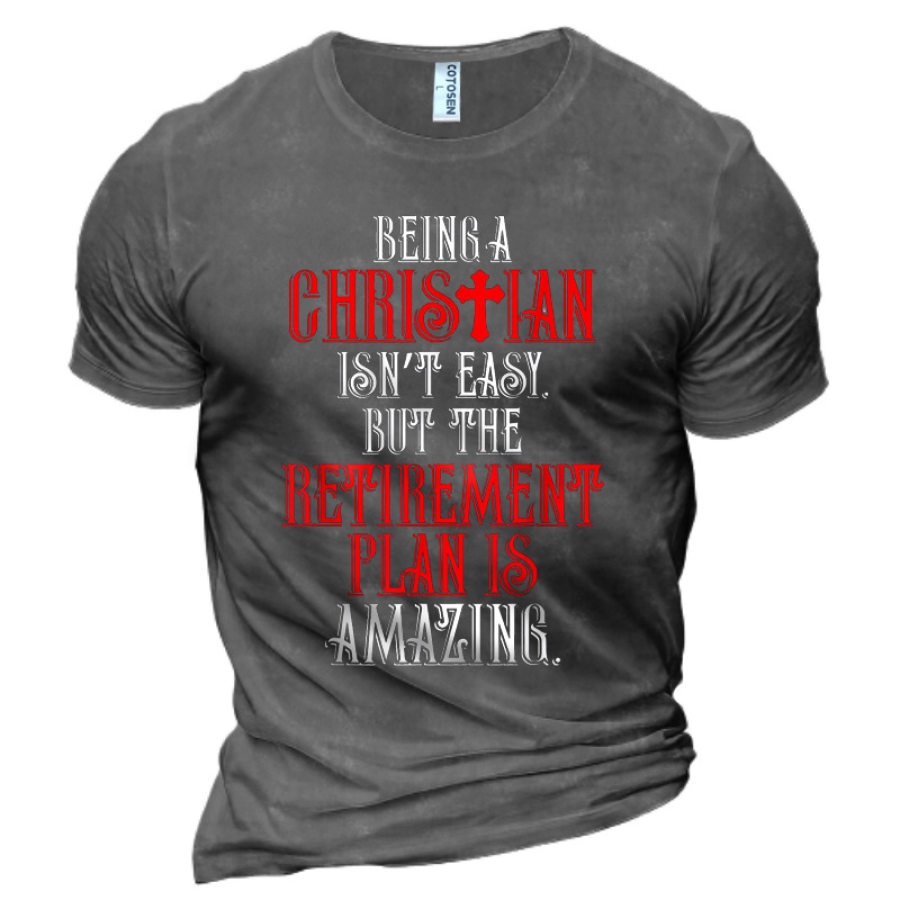 

Men's Funny Christian Amazing Retirement Cotton T-Shirt