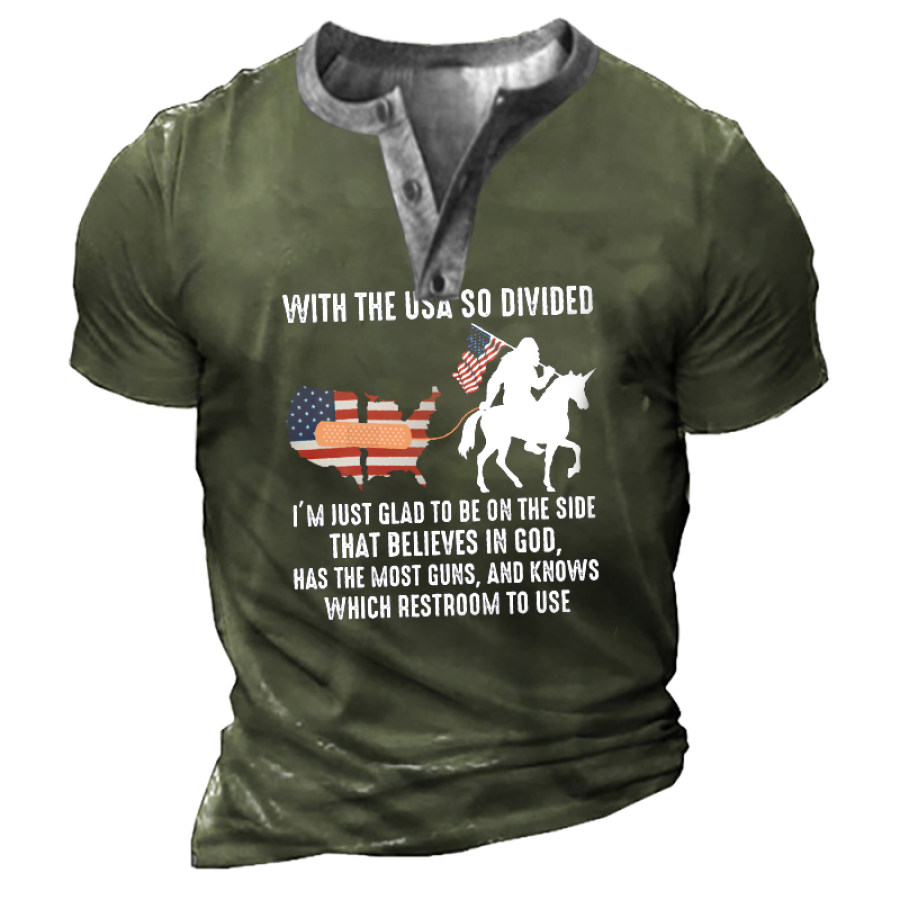 

I Am Just Glad To Be On The Side That Believes In God Men's Henley T-Shirt