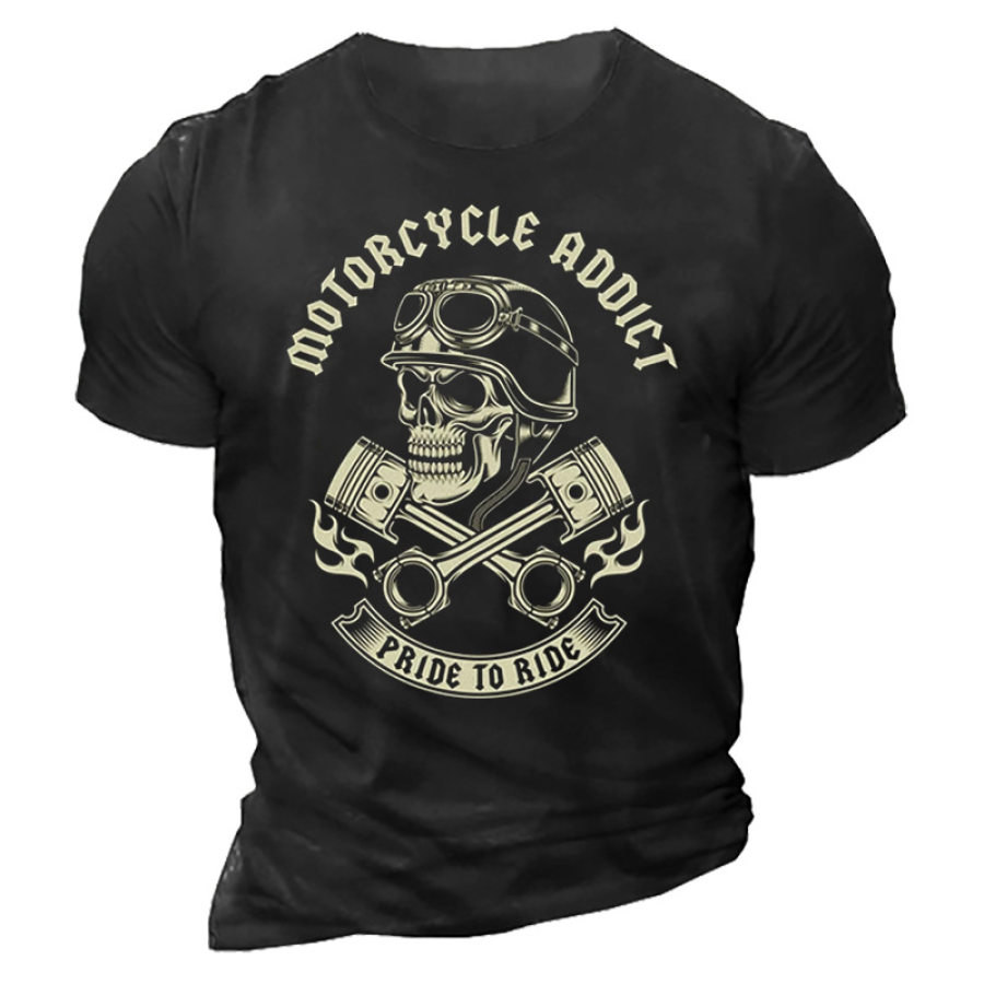 

T-shirt Col Rond Imprimé Tête De Mort Motorcycle Addict Pour Homme
