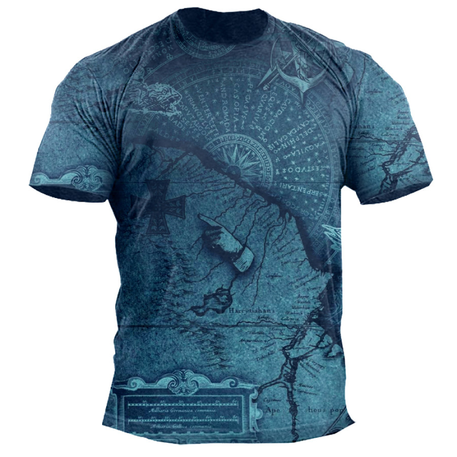 

Men's Cross Map Print Outdoor Casual T-Shirt