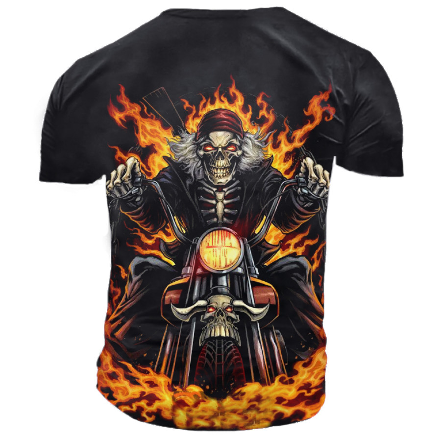 

Men's Flame Moto Print Outdoor Casual T-Shirt