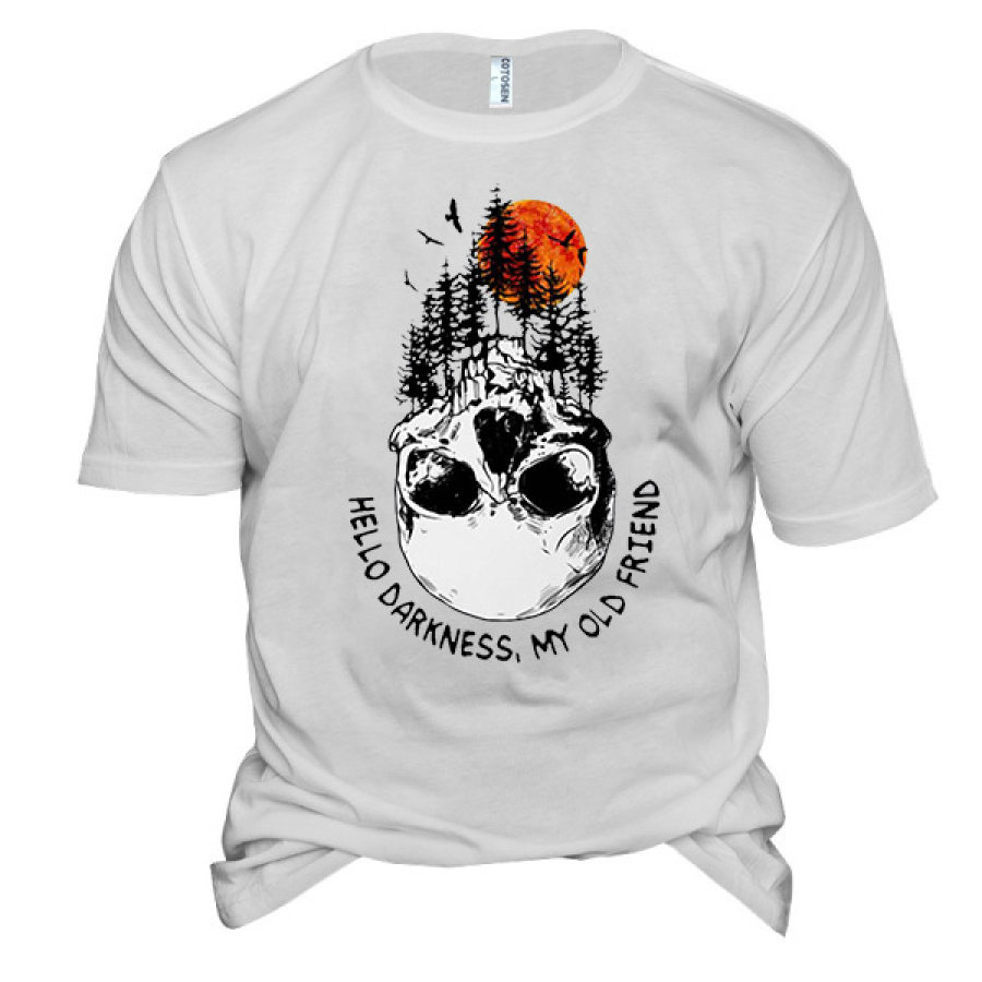 

Men's Skull Hello Darkness My Old Friend Cotton T-Shirt