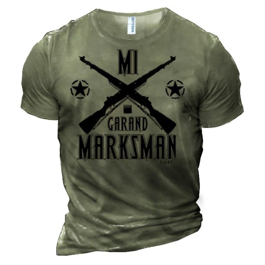 

Men's Military Weapons Print Cotton T-Shirt