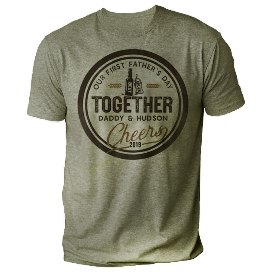 

Father's Day Together Print Men's Outdoor Casual Short-sleeved T-shirt