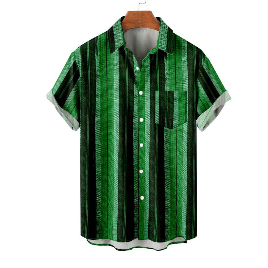 

Men's Striped Beach Short Sleeve Shirt