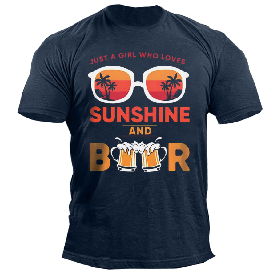 

Men's Just A Girl Who Loves Sunshine And Beer Print Outdoor Short Sleeve T-Shirt