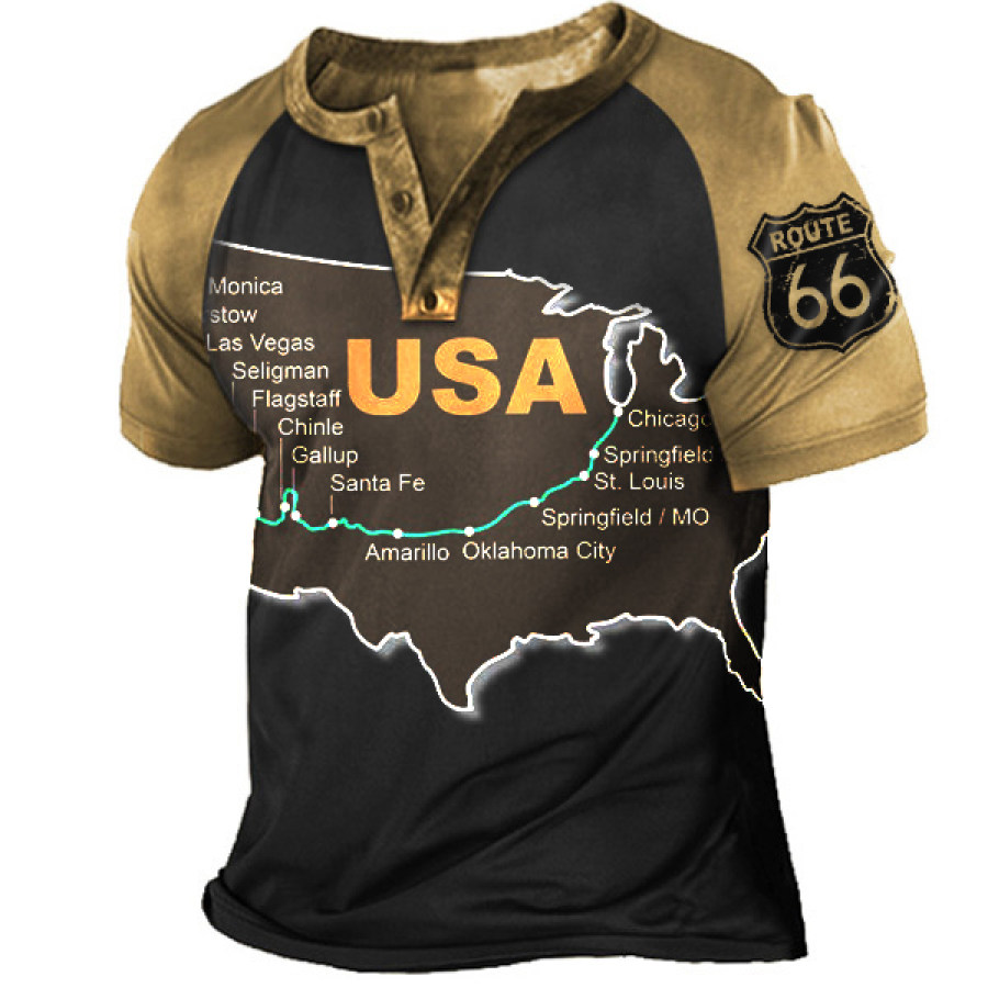 

Men's Outdoor Route 66 Adventure Tour Henley T-Shirt