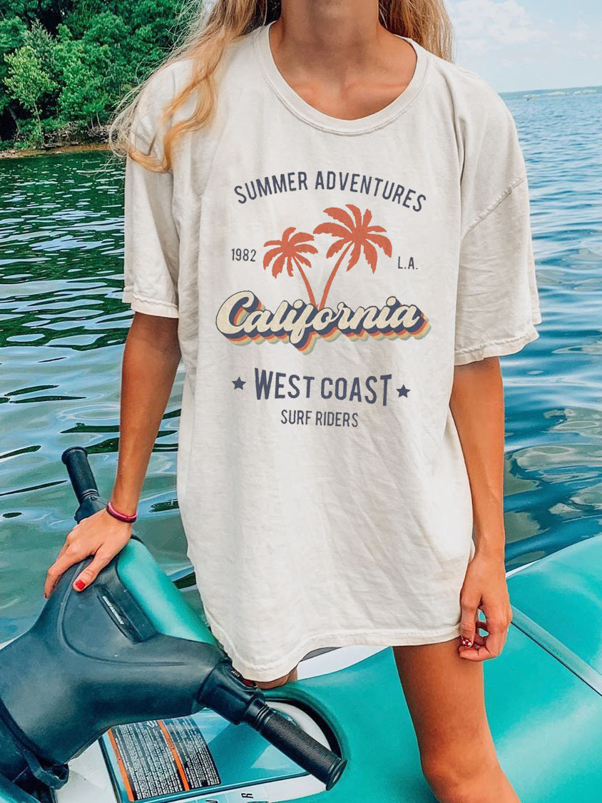 Women's California Print Cotton Chic Oversized T-shirt