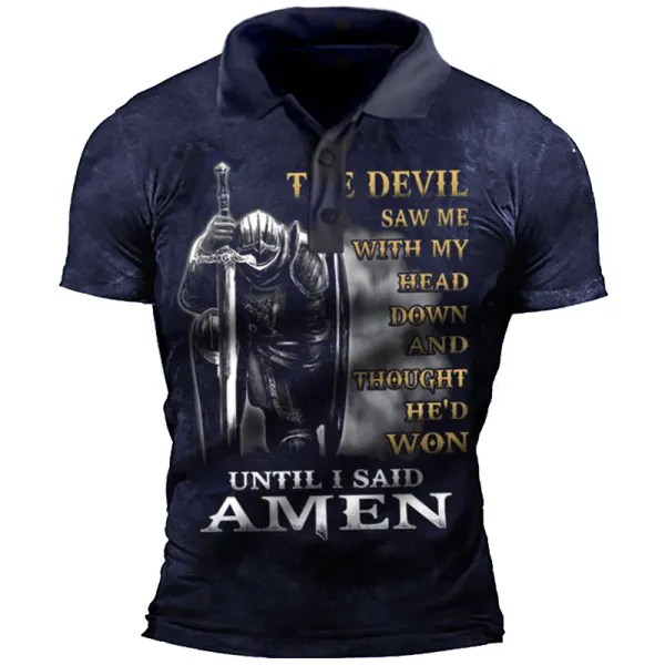 The Devil Saw Me With My Head Down Until I Said Amen Men Polo T-Shirt - Sanhive.com 