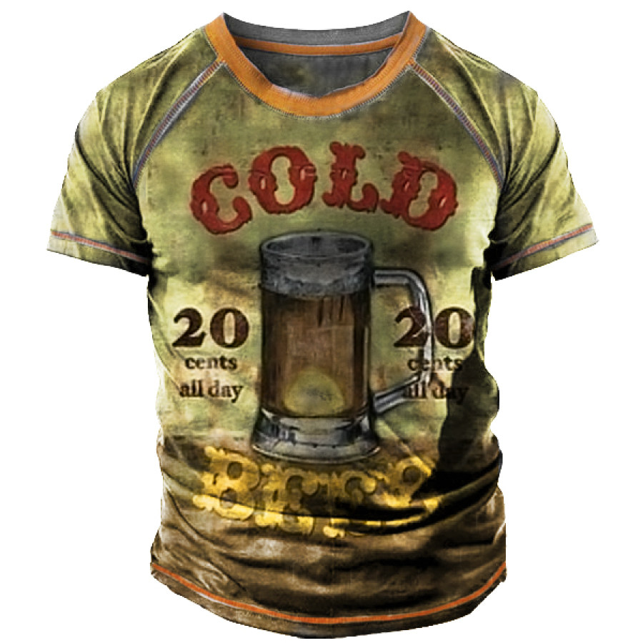 

Men's Outdoor Beer Print Casual T-Shirt