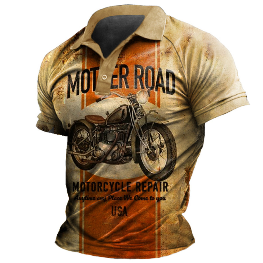 

Men's Outdoor Tactical Motorcycle Print Polo