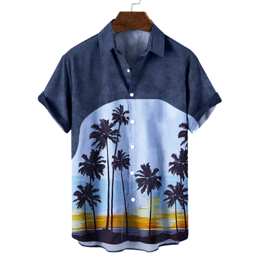 

Men's Hawaiian Palms Colorblock Print Shirt