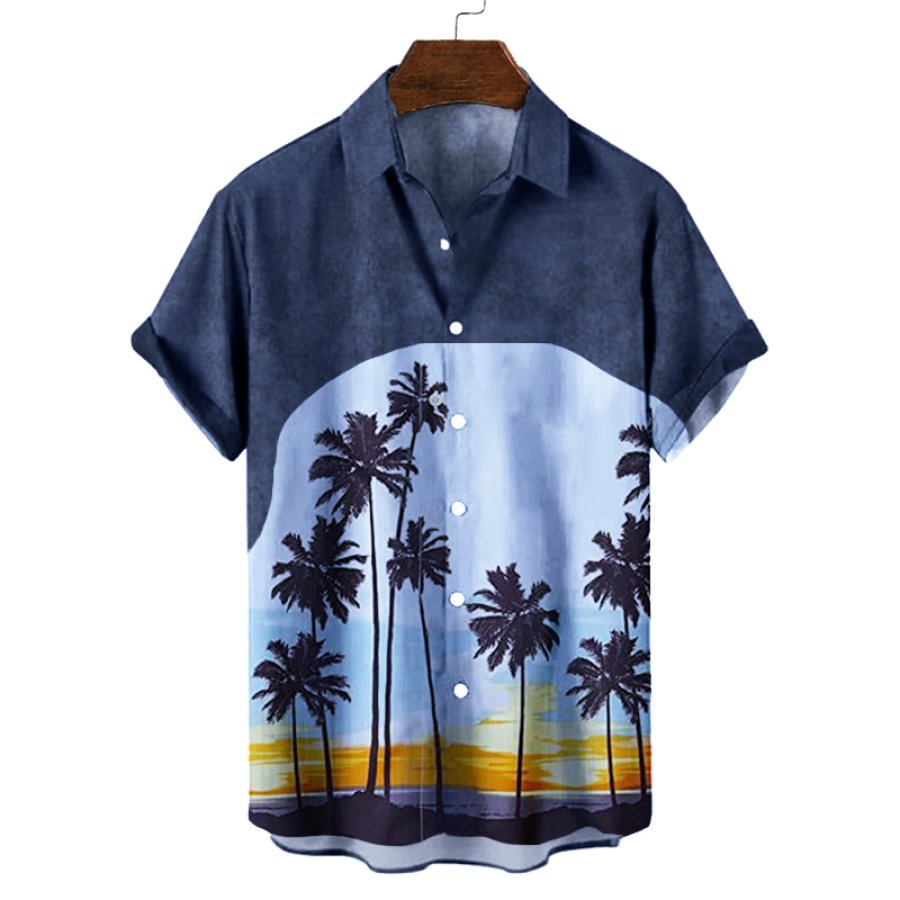 

Hawaiian Palms Colorblock-Print-Hemd Für Herren