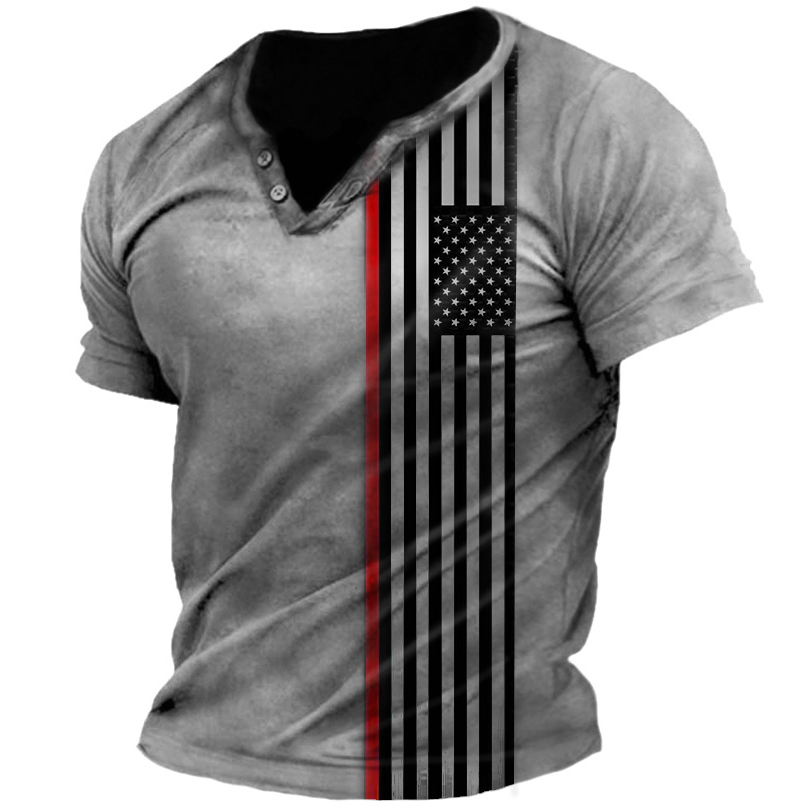 Men's Outdoor American Flag Chic V-neck T-shirt
