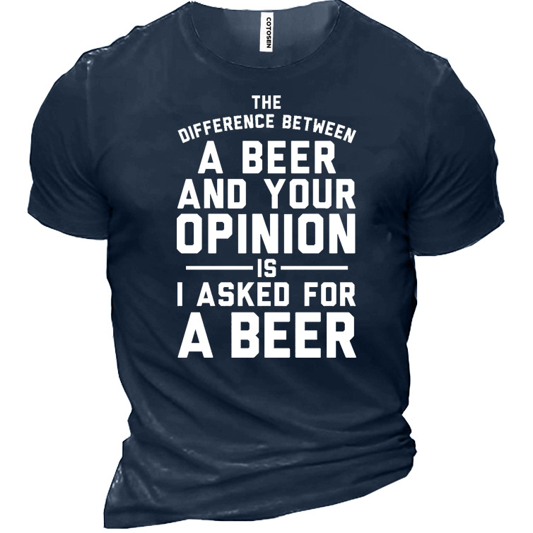 Men's Beer Cotton Short Sleeve Chic T-shirt