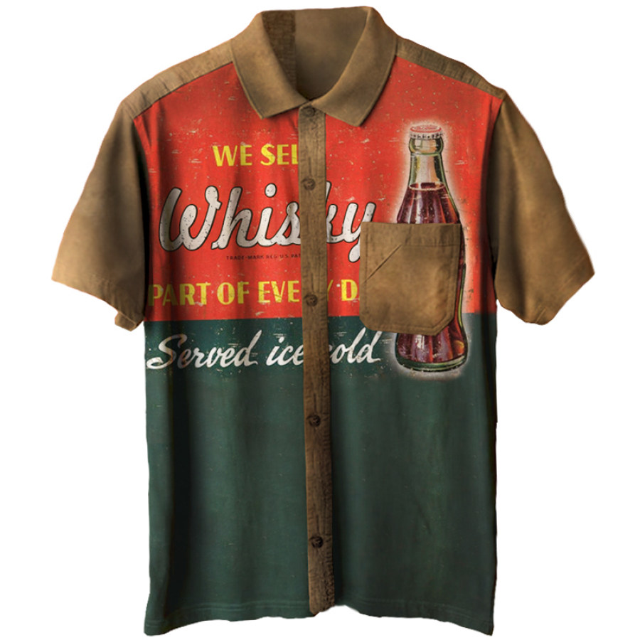 

Vintage Drinks Print Men's Outdoor Tactical Beach Shirt