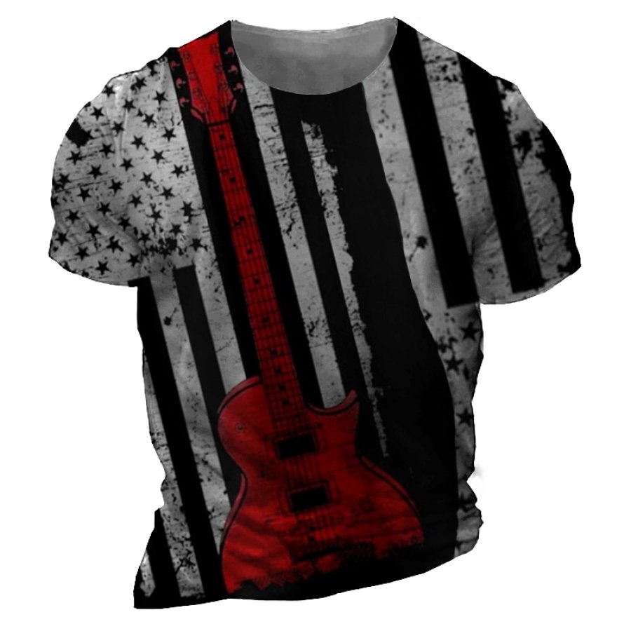 

Men's Travel With Rock Music Flag Print T-Shirt