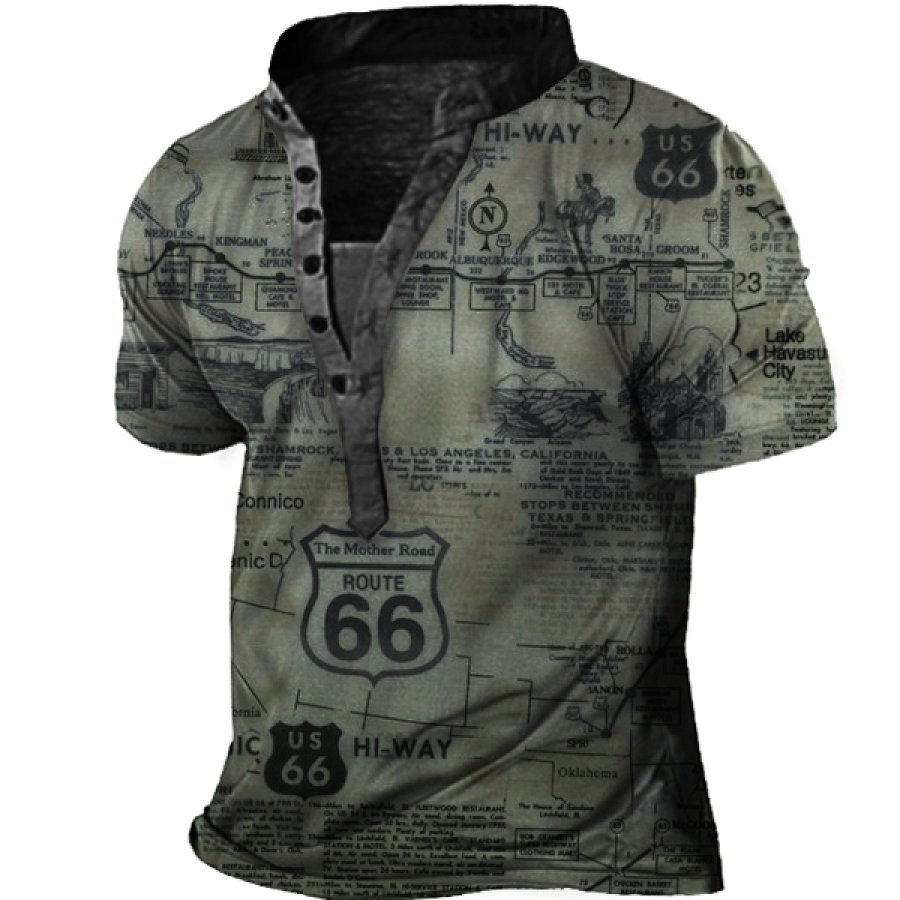 

Men's Route 66 Outdoor Road Trip Henley Collar T-Shirt