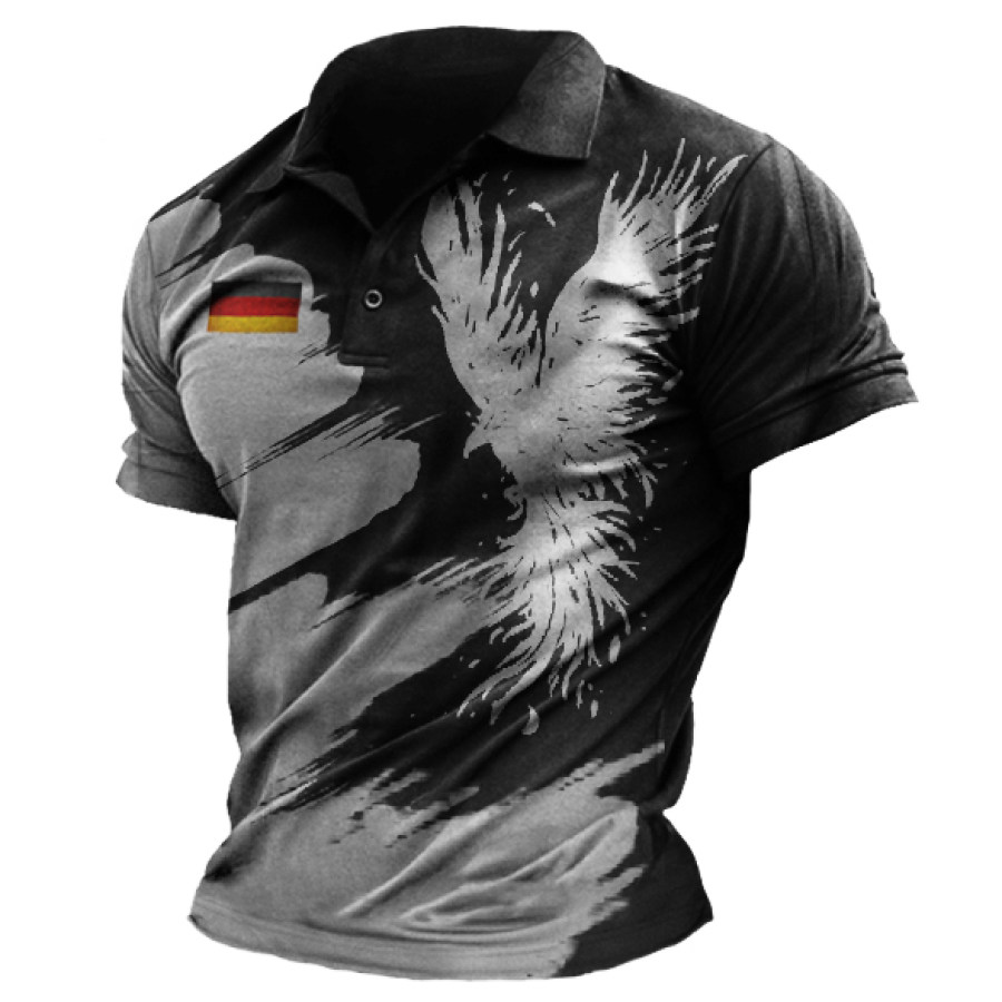 

Men's Outdoor German Flag Eagle Print Polo T-Shirt