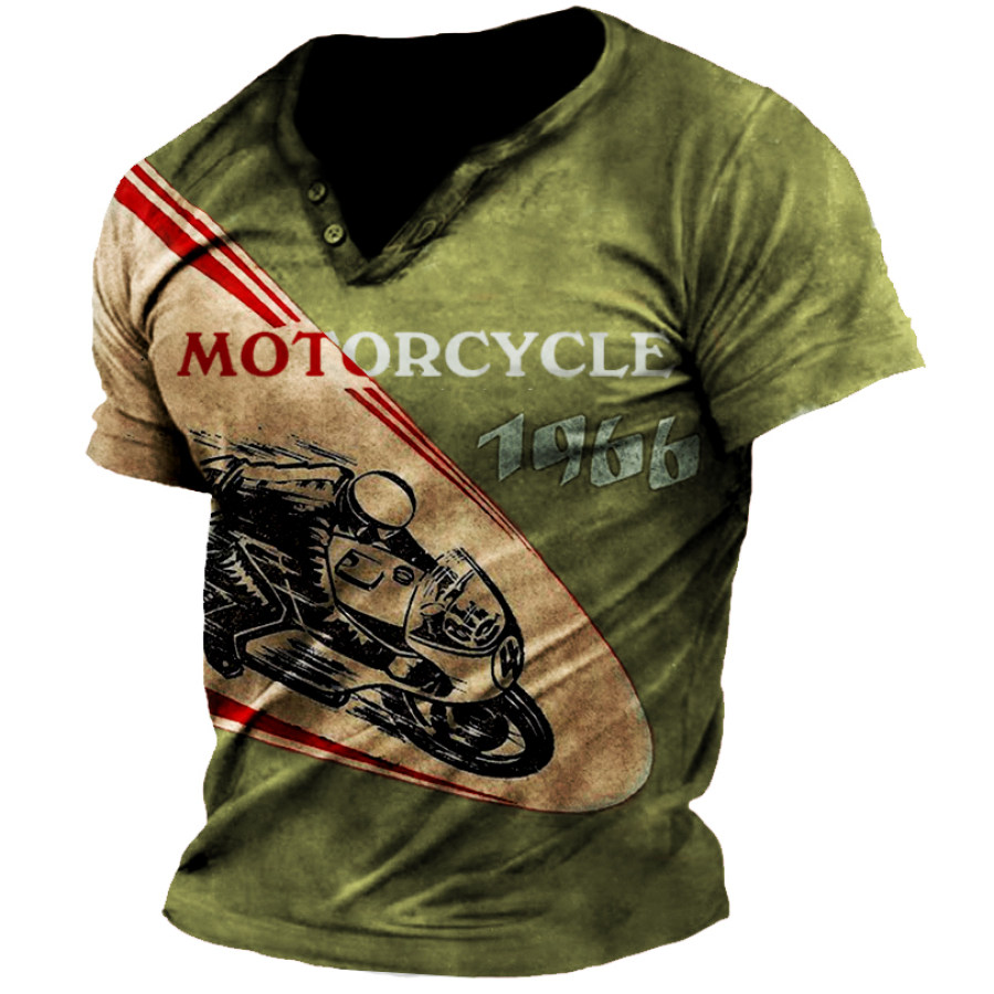 Men's Outdoor Vintage Motorcycle V-Neck T-Shirt