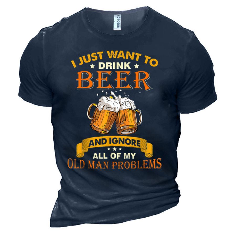 

Men's Drink Beer Ignore All My Old Man Cotton T-Shirt