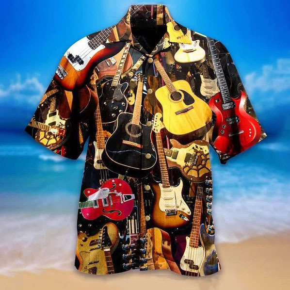 Men's Guitar Short Sleeve Chic Beach Shirt