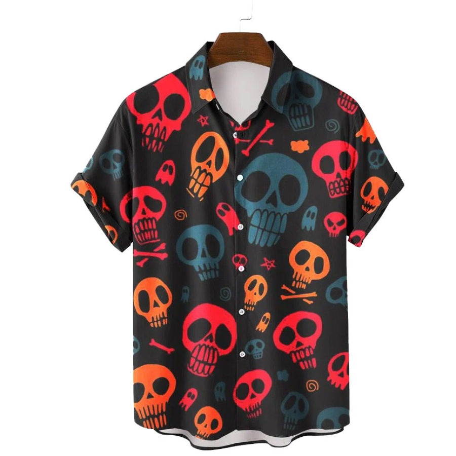 Men's Skull Beach Short Sleeve Shirt