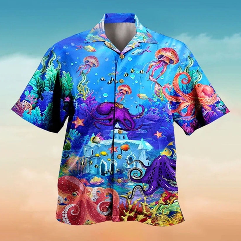 Men's Octopus Beach Short Sleeve Chic Shirt