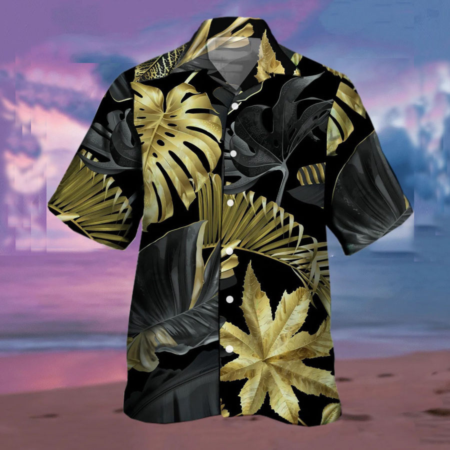 

Men's Leaf Short Sleeve Beach Shirt