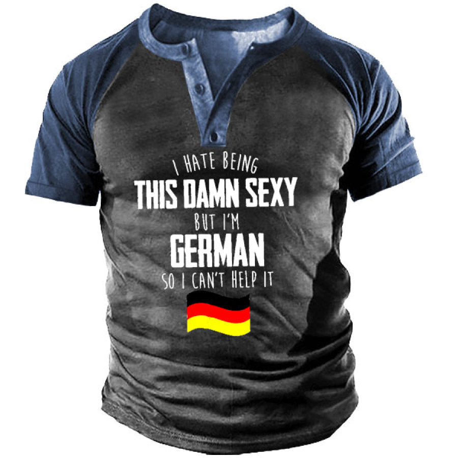 

Men's German Henley Short Sleeve T-Shirt